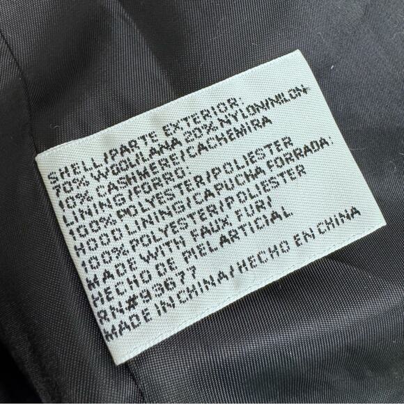 Wool Cashmere Blend Pea Coat Hood Gray Size Medium Petite Dark Academia Preppy - Picture 7 of 8